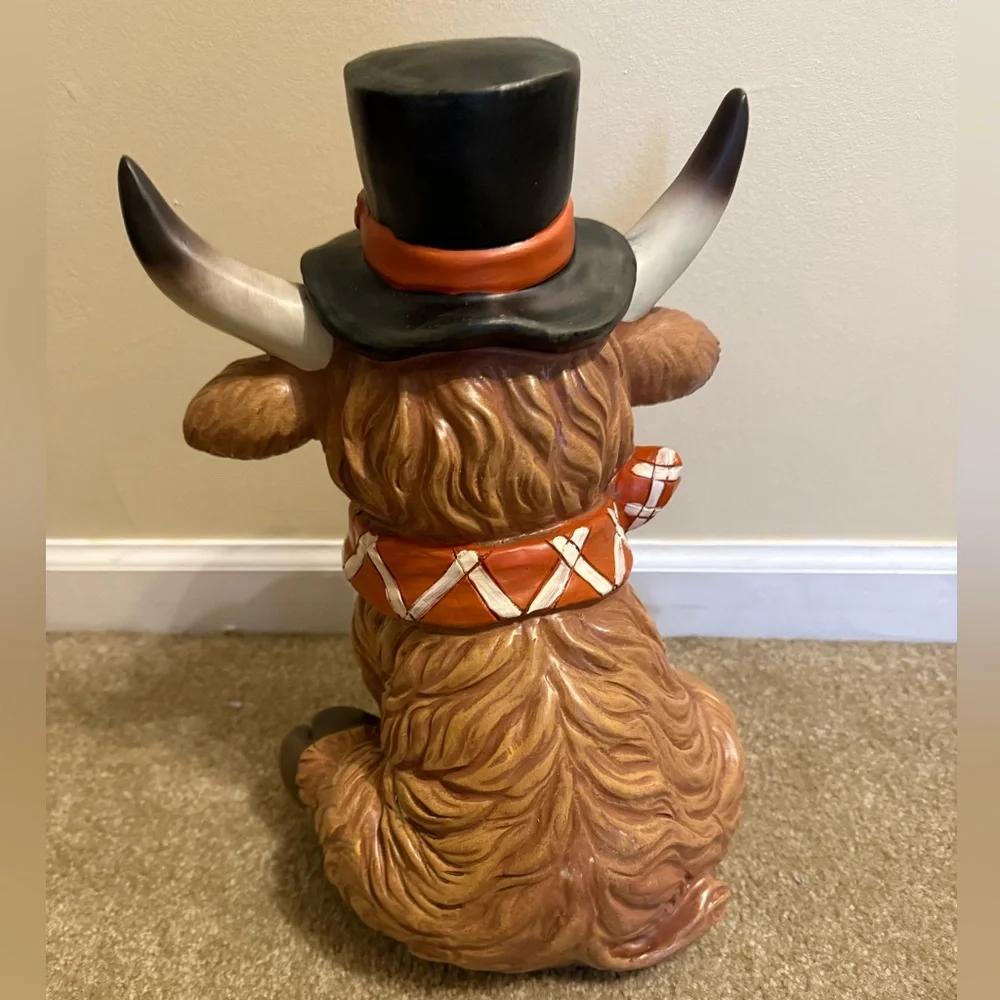 Hobby Lobby Fall Highland Cow Wearing Top Hat With Sunflower Autumn LARGE NEW - Picture 3 of 5